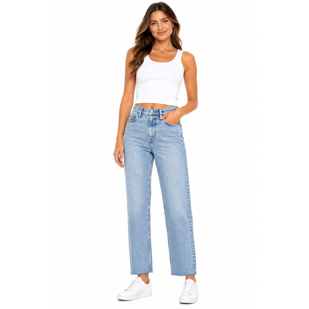 Zara Light Wash Blue Denim Straight Leg Jeans Size 4 Relaxed Cotton